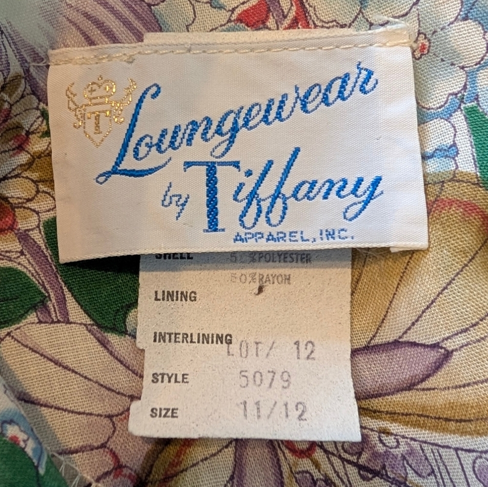 Loungewear By Tiffany 70s Empire Waist Prairie Butterfly Gardens. 11/12. Medium - Picture 2 of 16